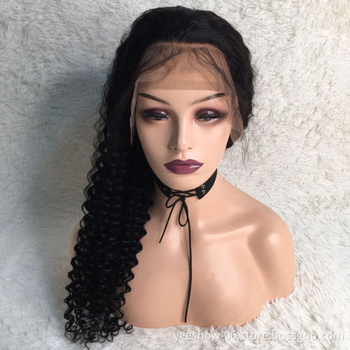 Wholesale Kinky Jerry Deep Curly Front Lace Human Hair Wig Natural Long Raw Brazilian Hair Full Front Lace Wig For Women
